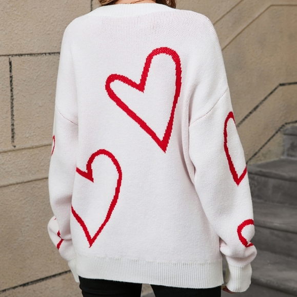 Falling for Hearts Sweater - Red - Picture 6 of 6
